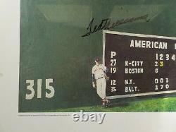 16x20 FRAMED ART PRINT OF TED WILLIAMS GREEN MONSTER, AUTOGRAPHED, AUTHENTICATED