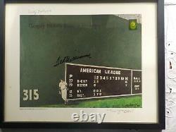 16x20 FRAMED ART PRINT OF TED WILLIAMS GREEN MONSTER, AUTOGRAPHED, AUTHENTICATED