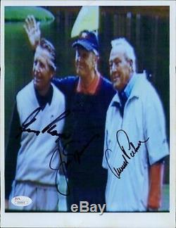 Arnold Palmer, Gary Player, Jack Nicklaus Signed 8x10 Photo JSA Authenticated