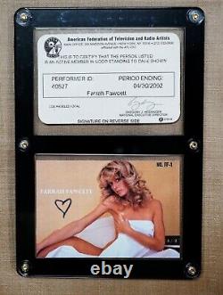 Authentic PERSONALLY SIGNED AFTRA CARD of Icon FARRAH FAWCETT, framed with Photo