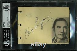 Bela Lugosi Dracula Authentic Signed 4.35x6 Album Page Autographed BAS Slabbed