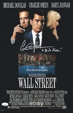 CHARLIE SHEEN Signed WALL STREET 11x17 Photo Authentic Autograph JSA COA CERT