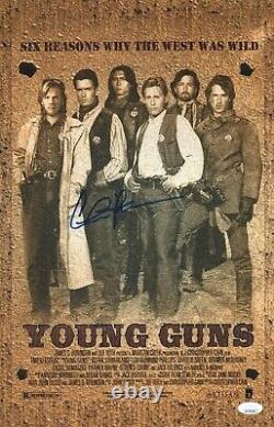 CHARLIE SHEEN Signed YOUNG GUNS 11x17 Photo Authentic Autograph JSA COA CERT