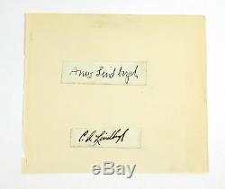 Charles Lindbergh / Anne Lindbergh Signed Cut with 8 x 10 Photo JSA Auto