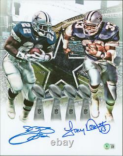 Cowboys Emmitt Smith & Tony Dorsett Authentic Signed 11x14 Photo BAS Witnessed