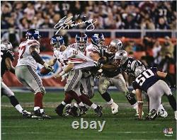Eli Manning NY Giants Signed 16 x 20 Super Bowl XLII Escaping Tackle Photo