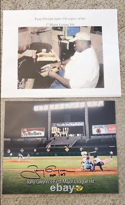 JSA AUTHENTICATED Signed Tony Gwynn Hall of Fame FIRST MLB HIT photo+ MORE