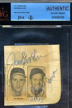 Joe Gordon Signed Jsa Bgs Slabbed Vintage Photo Authentic Autograph