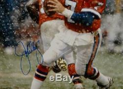 John Elway Autographed Denver Broncos 16x20 Snow Photo PF- JSA W Authenticated