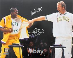 Magic Johnson & Larry Bird Authentic Signed 16x20 Retirement Photo BAS Witness 1