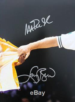 Magic Johnson & Larry Bird Authentic Signed 16x20 Retirement Photo BAS Witness 1