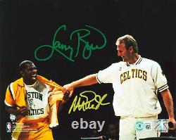 Magic Johnson & Larry Bird Authentic Signed 8x10 Retirement Photo BAS Witnessed