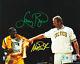 Magic Johnson & Larry Bird Authentic Signed 8x10 Retirement Photo Bas Witnessed