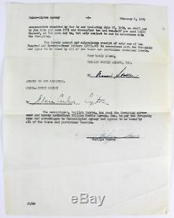 Marilyn Monroe Authentic Signed 8.5x11 2 Page 1950 Legal Document BAS #A79368