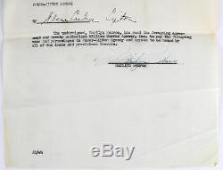 Marilyn Monroe Authentic Signed 8.5x11 2 Page 1950 Legal Document BAS #A79368