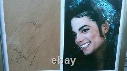 Michael Jackson Authentic Autographed Signed Paper Envelope Color Photo in Frame