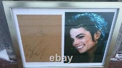 Michael Jackson Authentic Autographed Signed Paper Envelope Color Photo in Frame