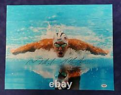 Michael Phelps Autograph 16x20 Photo Swimming Psa/dna Authentic