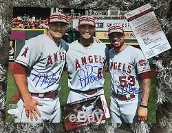 Mike Trout Albert Pujols Signed 11x14 Autograph Photo JSA MLB Hologram Authentic