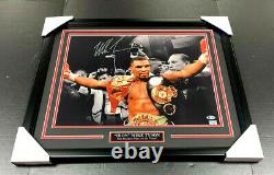 Mike Tyson BELTS SIGNED AUTHENTIC Autographed 16x20 Photo Framed BAS COA