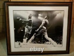 Muhammad Ali / Joe Frazier Dual Signed 30x40 Photo Coa Online Authentics Framed