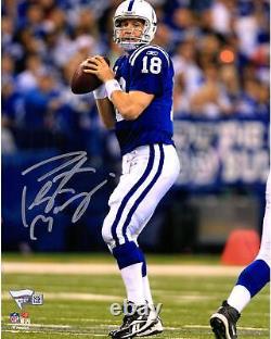 Peyton Manning Indianapolis Colts Autographed 8 x 10 Blue Throwing Photograph