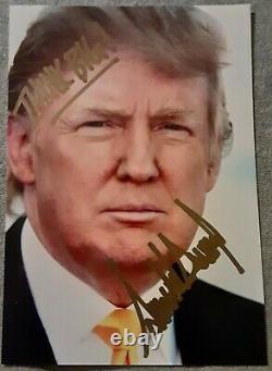 President Donald Trump Hand Signed Authentic Autographed 3 1/2 x 5 photo