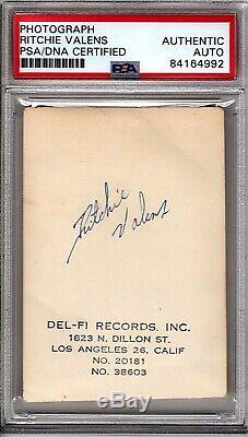RITCHIE VALENS Signed Autographed Authentic Del-Fi Records Photo PSA/DNA SLABBED