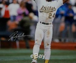 Rickey Henderson Autographed 16x20 With Base White JSA W Authenticated