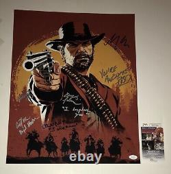 Roger Clark +5 Hand Signed 16x20 RED DEAD REDEMPTION 2 Authentic Auto JSA COA