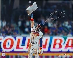 Ronald Acuña Jr. Atlanta Braves Autographed 16 x 20 Holding Base Photograph