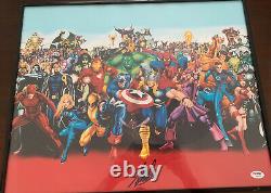 Stan Lee Authentic Signed 16x20 Marvel Universe Character Cast PSA DNA COA