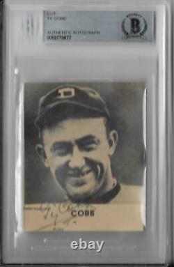 TY COBB SIGNED AUTOGRAPH CUT PHOTO BAS BECKETT SLABBED AUTHENTIC Free Shipping