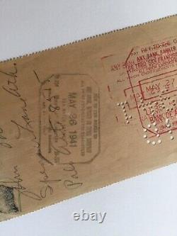 Ty Cobb Authentic Signed 1941 Check Autographed JSA AUTHENTICATED XX09947
