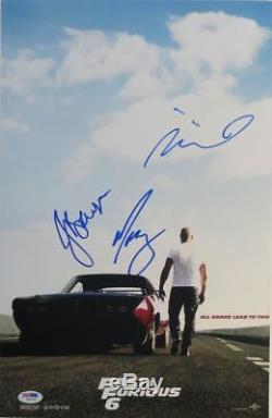 Vin Diesel + 2 Signed Furious 6 Authentic Autographed 11x17 Photo PSADNA#Y00733