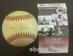 Warren Spahn Autographed Baseball CM 16 Freshly Authenticated by JSA