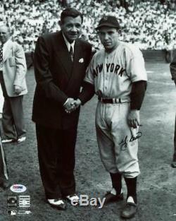 Yankees Yogi Berra Signed Authentic 11X14 Photo With Babe Ruth PSA/DNA