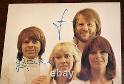 ABBA Autographe 1976 Carte promotionnelle Photo en couleur Authentique Originale Signée Superbe