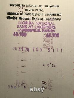 Authentic Lynyrd Skynyrd Ronnie Van-zant Tour Pay Check, Artimus Signé Photo