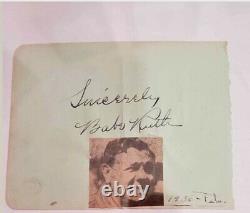 Babe Ruth Autographié Jsa Certifié Feuille Authentique Avec Photo