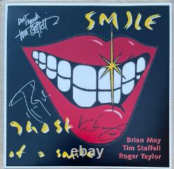 Brian Signé May Roger Taylor Tim Staffell Smile 12x12 Photo Authentique Reine