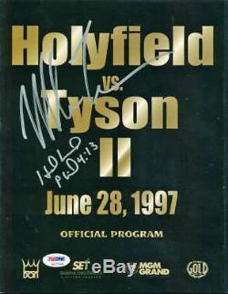 Evander Holyfield Et Mike Tyson Authentique Signé 1997 Lutte Programme Psa / Adn Pti
