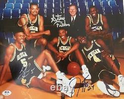 Fab Five 5 Michigan Basketball Authentifié Signé 11x14 Webber Howard Rose 1/1