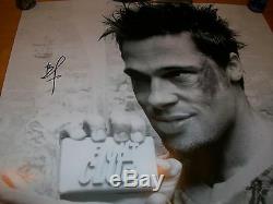 Fight Club Brad Pitt Authentique Signée À La Main 27x40 Affiche Du Film Rare