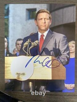 Gouverneur Ron DeSantis - Photo signée 8 X 10 - Lettre d'authenticité authentique COA