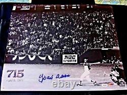 Hank Aaron Home Run # 715 Atl Braves Hof Signé Auto 16 X 20 Photo Jsa Authentic