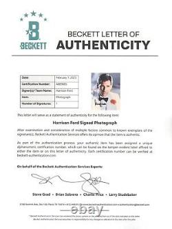 Harrison Ford a signé une photo 8x10 d'Indiana Jones avec une authentique autographe Beckett LOA.