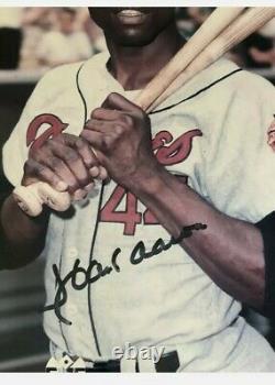 Hof Hank Aaron Signé Autographié 8x10 Braves Photo Beckett Slabbed Authentic