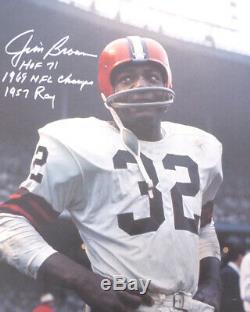 Jim Brown Autographié Authentique Signé 16x20 Photo Browns Avec Statistiques Psa 145343
