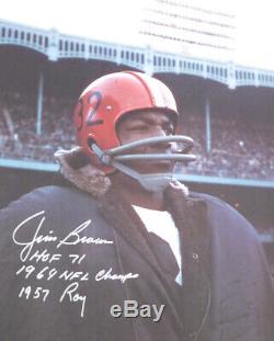 Jim Brown Autographié Authentique Signé 16x20 Photo Browns Avec Statistiques Psa 145344